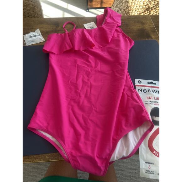 Girls One Piece Swimsuit with Skirt One Shoulder Ruffle Bathing Suit Size 14 - Picture 9 of 14